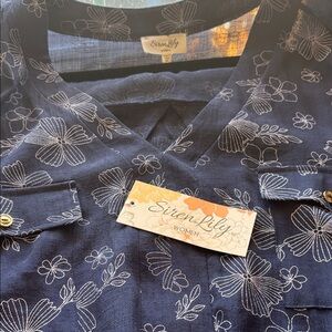 Siren Lily Midnight Blue Floral Blouse